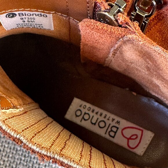 Beautiful Blondo Reese Brown Sienna Suede Waterproof Ankle Bootie Women Size 9.5 - Picture 7 of 8